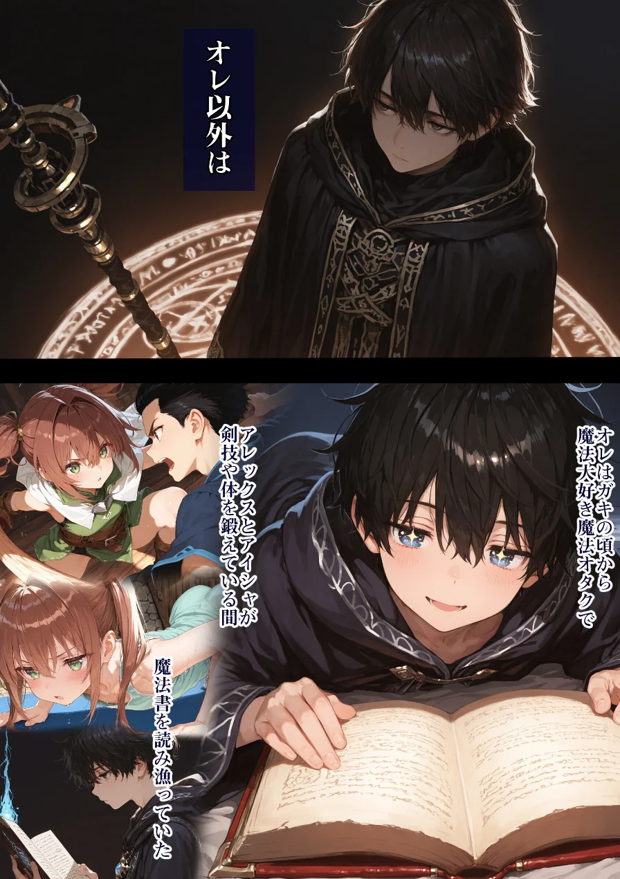 幼馴染冒険者パーティーのお荷物魔法使いオレ 失われた高等魔法スリープを覚えて皆にようやく恩返し！と思ったけど性欲を抑えきれずパーティーメンバーのすやすやえっちに使ってしまう◆【モザイク版】 試し読み 12ページ