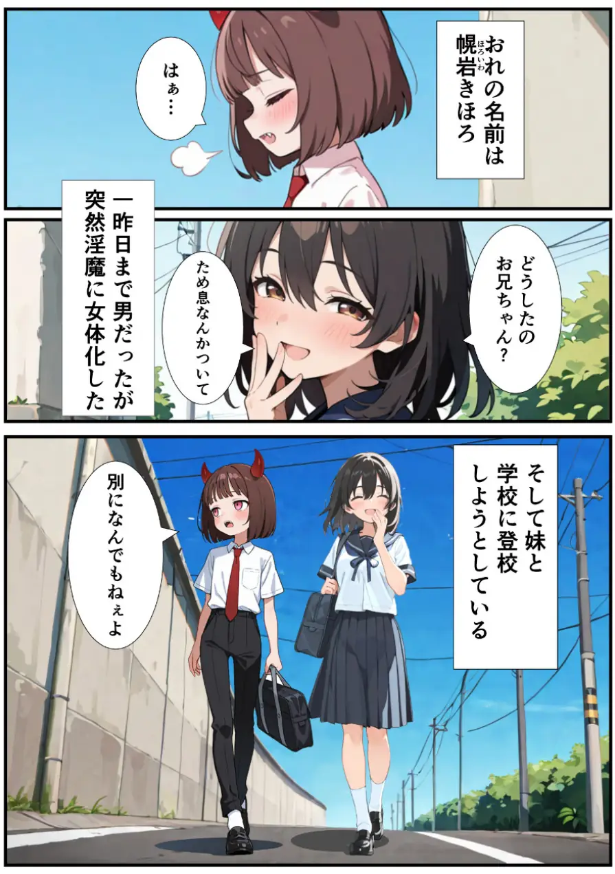 突然淫魔に女体化した俺が学校で初めてセックスする話【モザイク版】 試し読み 4ページ