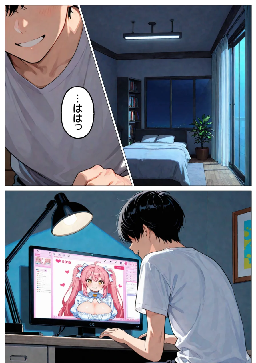 推しじゃない巨乳Vtuberに嫉妬されて朝まで騎乗位で犯●れたら、俺は恋に落ちてしまった【モザイク版】 試し読み 1ページ