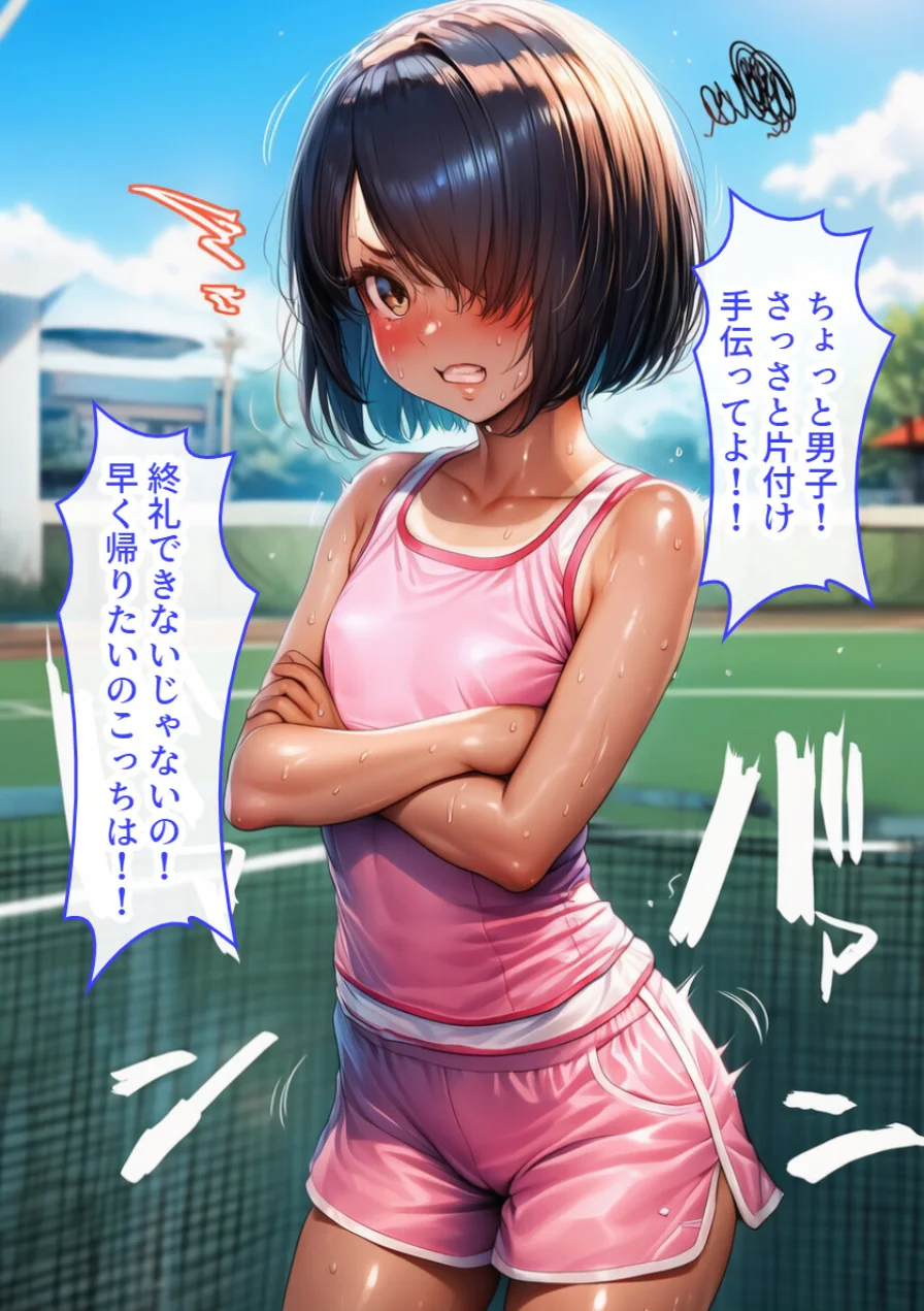 ボーイッシュ少女は好きな男子を誘惑して学校の屋上でイチャラブ中出しSEX【モザイク版】 試し読み 2ページ