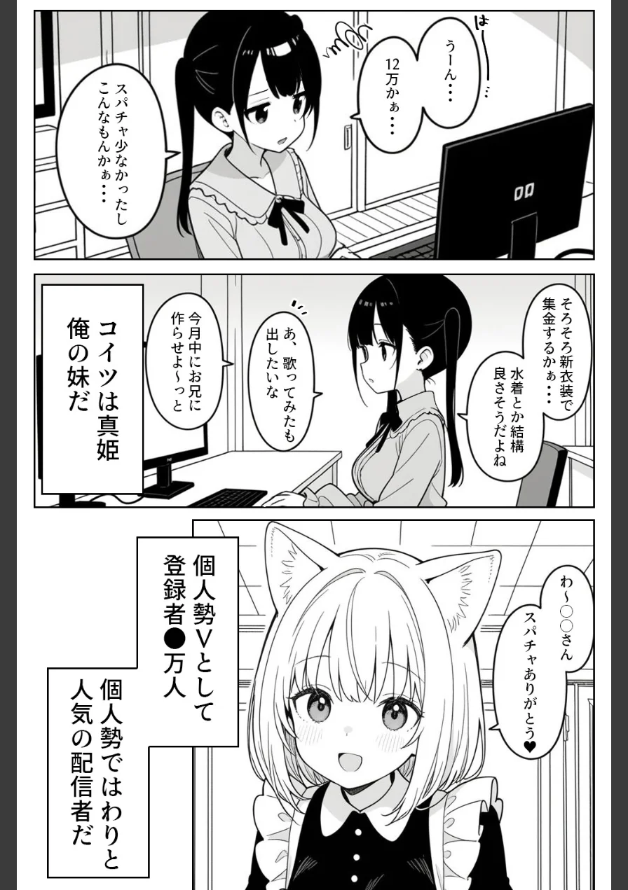 清楚系Vtuberの妹を生ハメセックスでわからせようとしたら逆に射精管理されるハメに…【モザイク版】 試し読み 2ページ