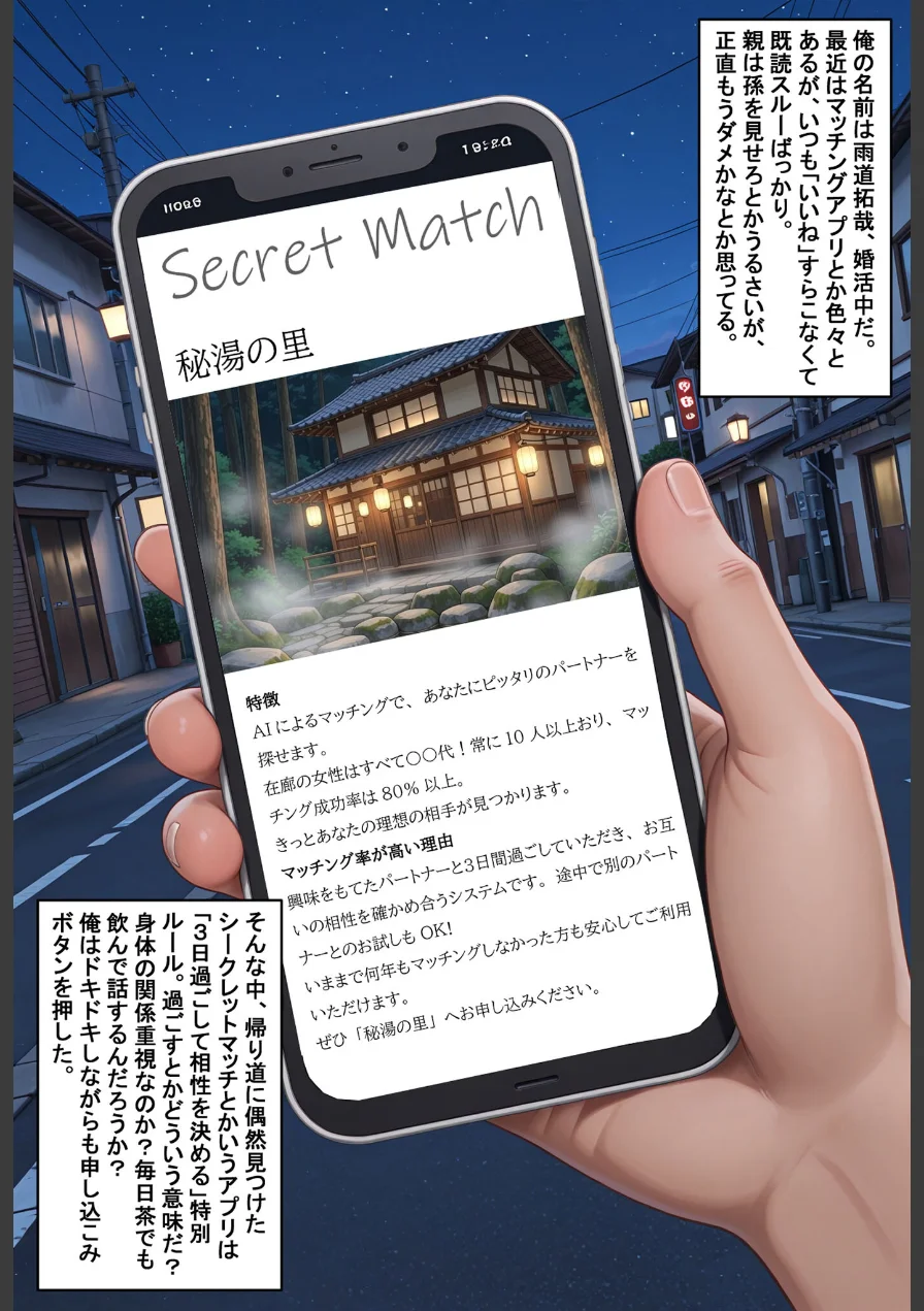 秘湯deマッチング 非モテの俺に訪れた征服人生 モザイク版 試し読み 3ページ