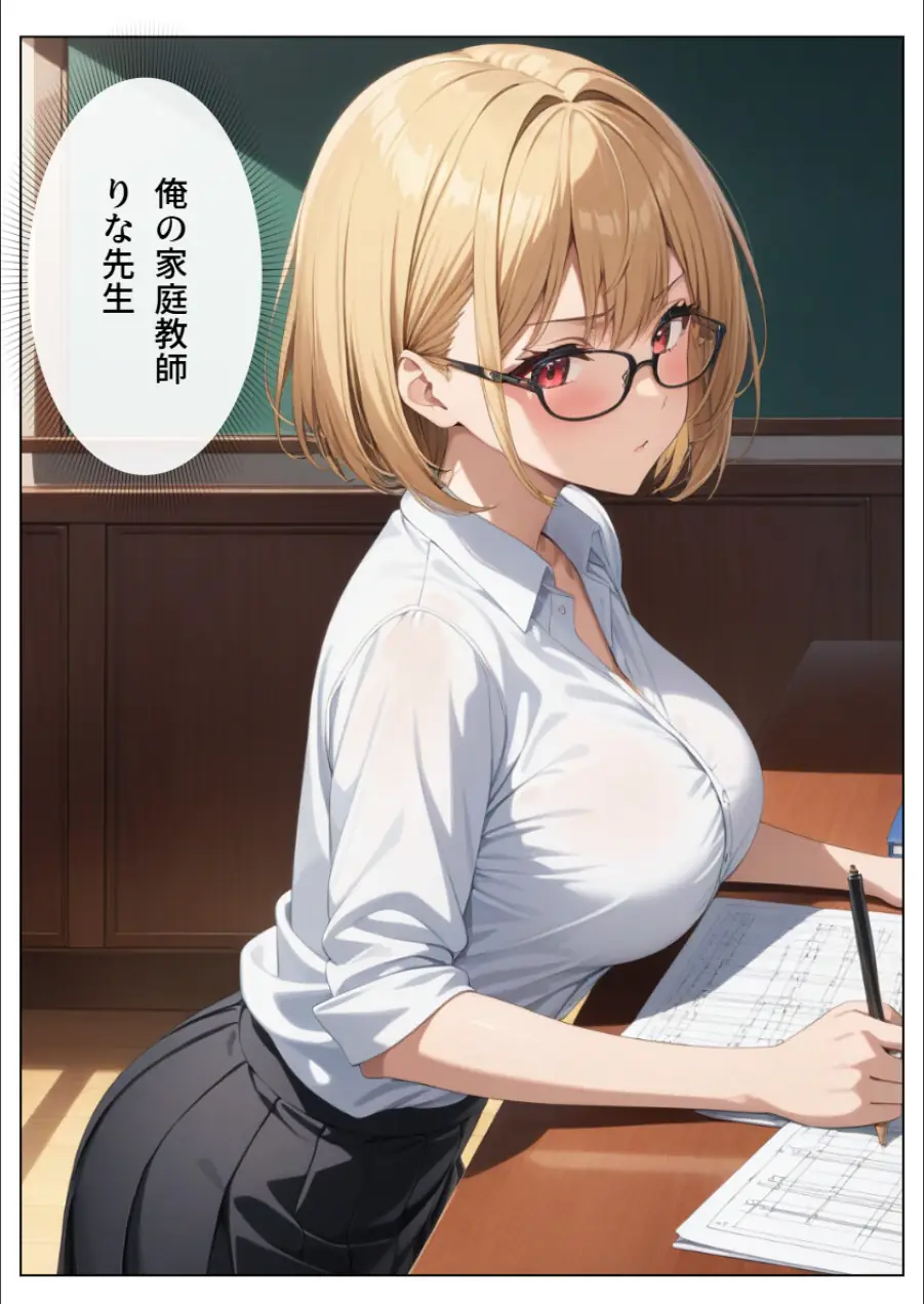 巨乳眼鏡家庭教師 快楽堕ちしたので中出ししてあげた【モザイク版】 試し読み 1ページ