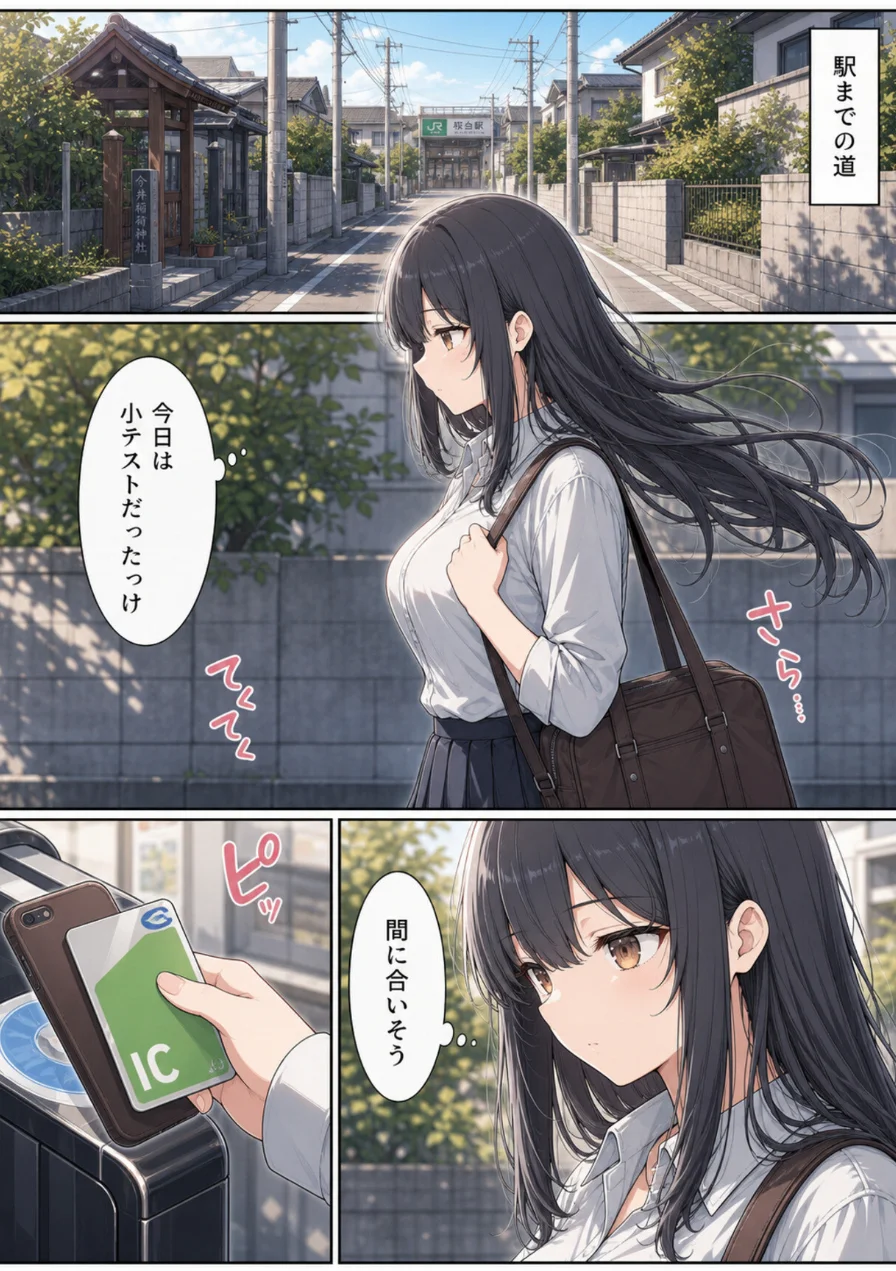 真面目な女子校生が朝の満員電車で執拗に痴●された話【モザイク版】 試し読み 1ページ