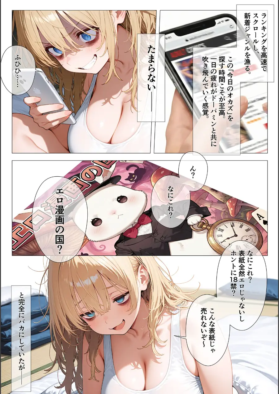 エロ漫画の国のアリス -29歳限界女子が漫画の世界を堪能する- モザイク版 試し読み 7ページ