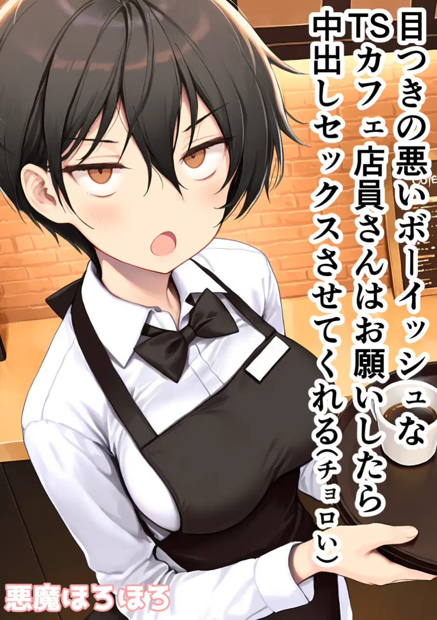 目つきの悪いボーイッシュなTSカフェ店員さんはお願いしたら中出しセックスさせてくれる（チョロい）【棒消し修正版】 試し読み 1ページ